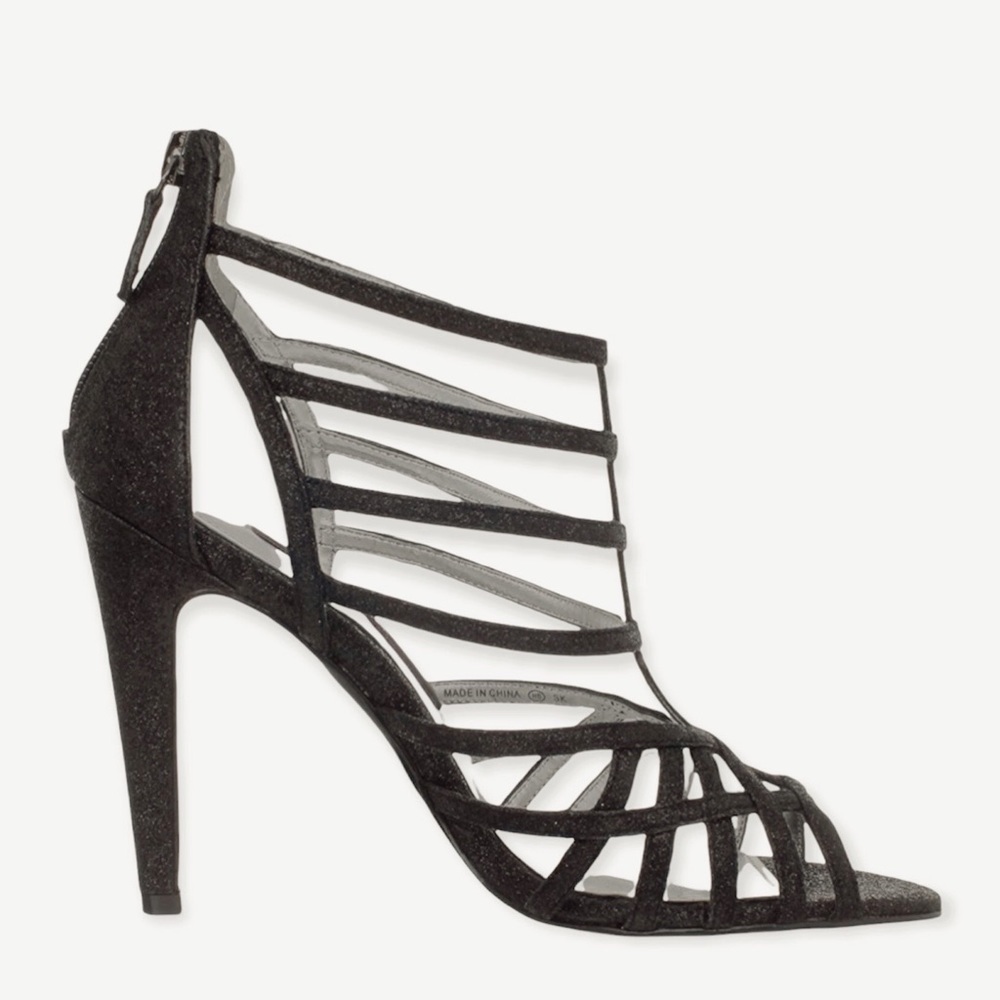 Nina New York Black Strappy Caged Stiletto Heels